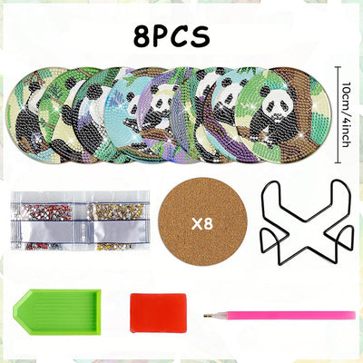 Panda Sous-tasse Broderie Diamant 8Pcs