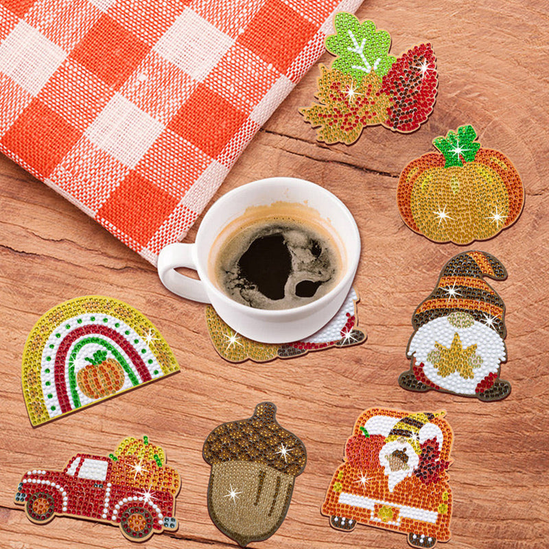 Thanks giving Day Gnome Sous-tasse Broderie Diamant 9Pcs