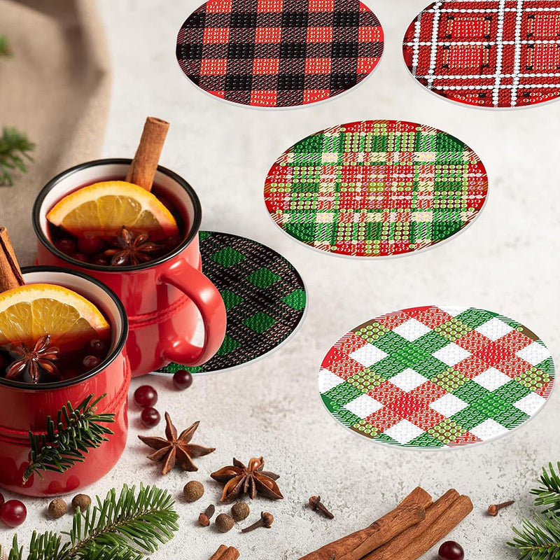 Motifs de Noël Sous-tasse Broderie Diamant 8Pcs