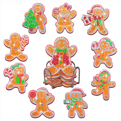 Bonhomme en pain d’épice de Noël Sous-tasse Broderie Diamant 8/10Pcs