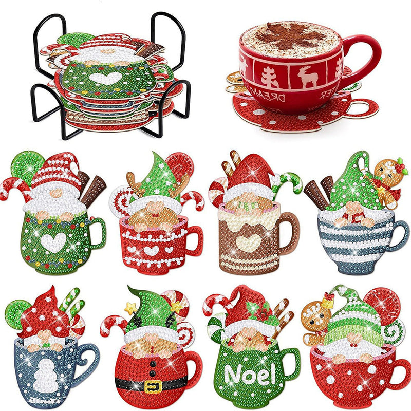 Glace de Noël Sous-tasse Broderie Diamant 8Pcs