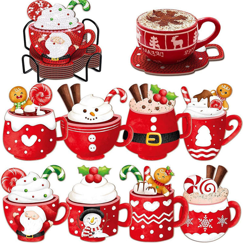 Glace de Noël Sous-tasse Broderie Diamant 8Pcs