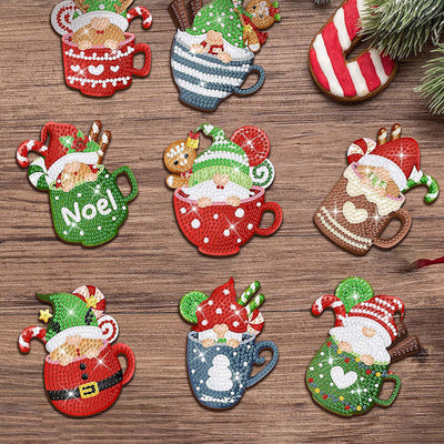 Glace de Noël Sous-tasse Broderie Diamant 8Pcs