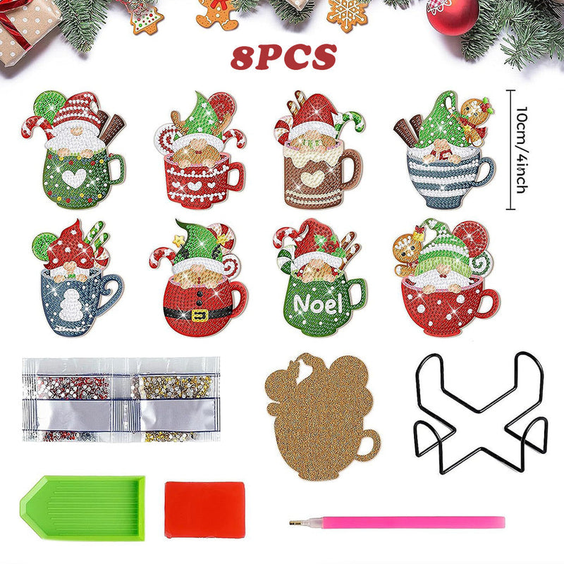 Glace de Noël Sous-tasse Broderie Diamant 8Pcs