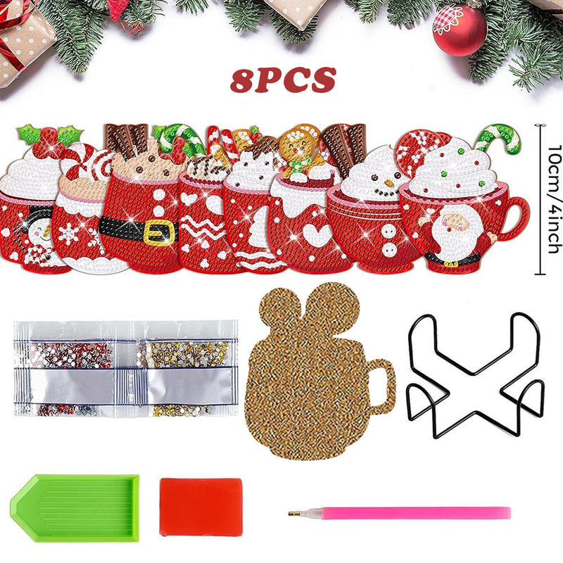 Glace de Noël Sous-tasse Broderie Diamant 8Pcs