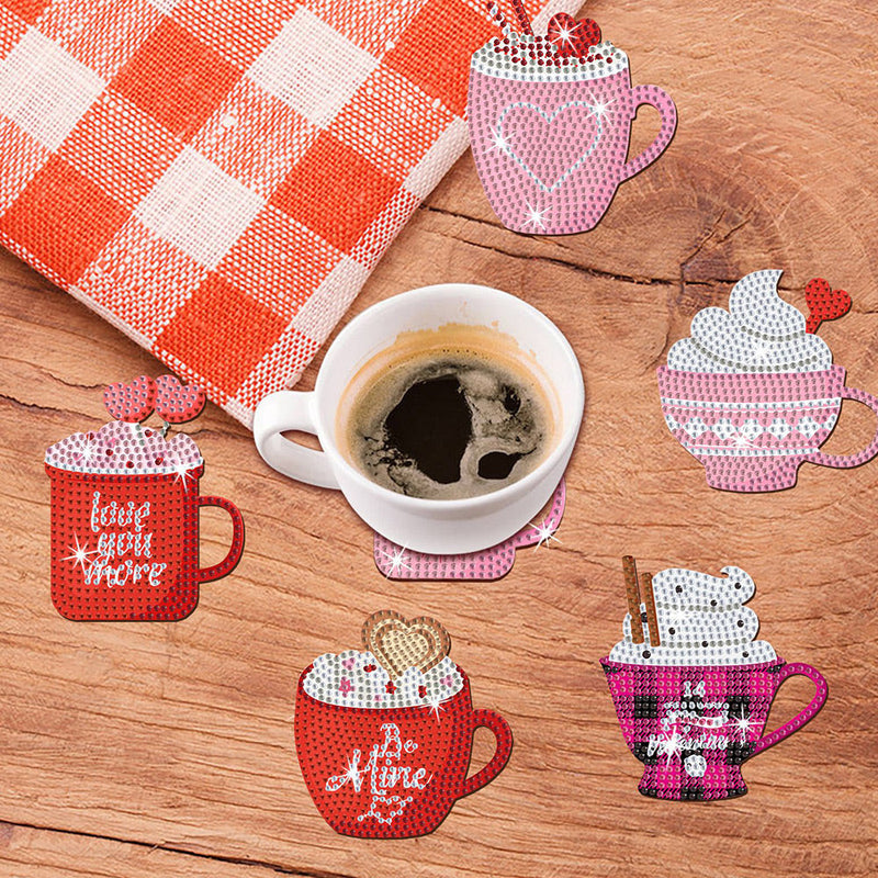 Crème glacée de la Saint-Valentin Sous-tasse Broderie Diamant 10Pcs