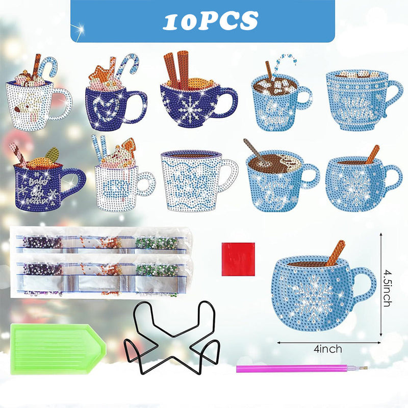 Chocolat Sous-tasse Broderie Diamant 10Pcs