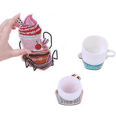 Crème glacée sucrée Sous-tasse Broderie Diamant 10Pcs