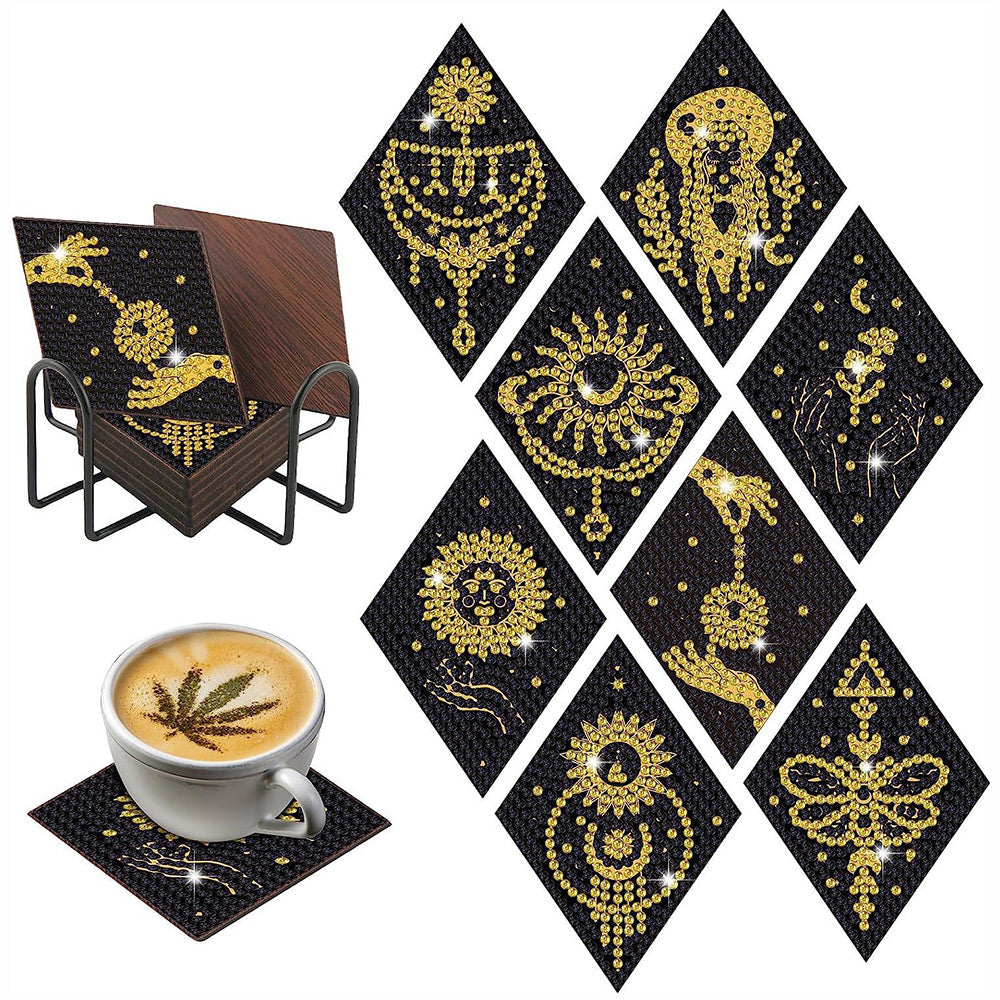 Attrape-Rêves Mystérieux Sous-tasse Broderie Diamant 8Pcs