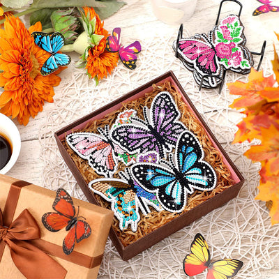 Papillon de printemps Sous-tasse Broderie Diamant 8Pcs