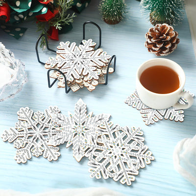 Beau flocon de neige Sous-tasse Broderie Diamant 8Pcs