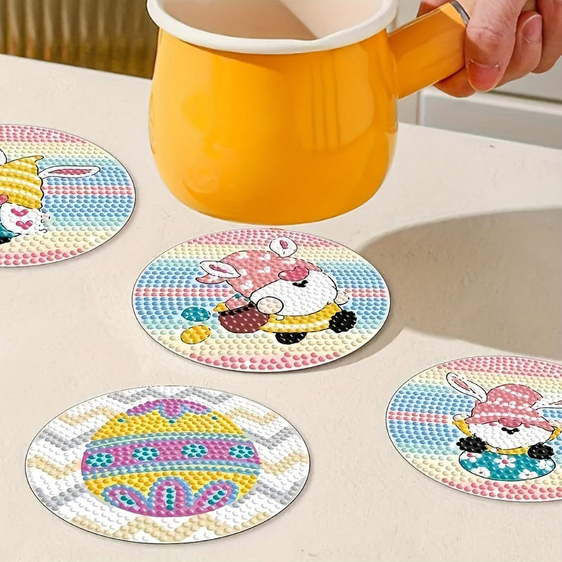 Pâques Sous-tasse Broderie Diamant 8Pcs