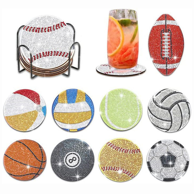 Jeux de ballon Sous-tasse Broderie Diamant 10Pcs