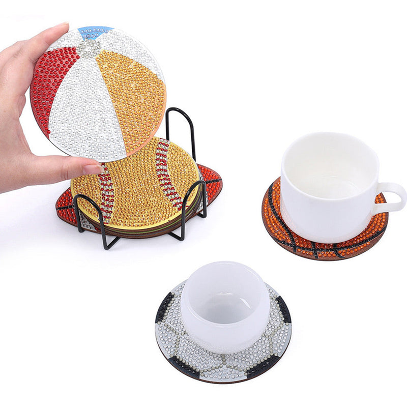 Jeux de ballon Sous-tasse Broderie Diamant 10Pcs