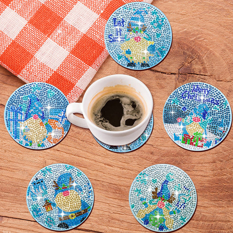 Gnome d’hiver Sous-tasse Broderie Diamant 10Pcs