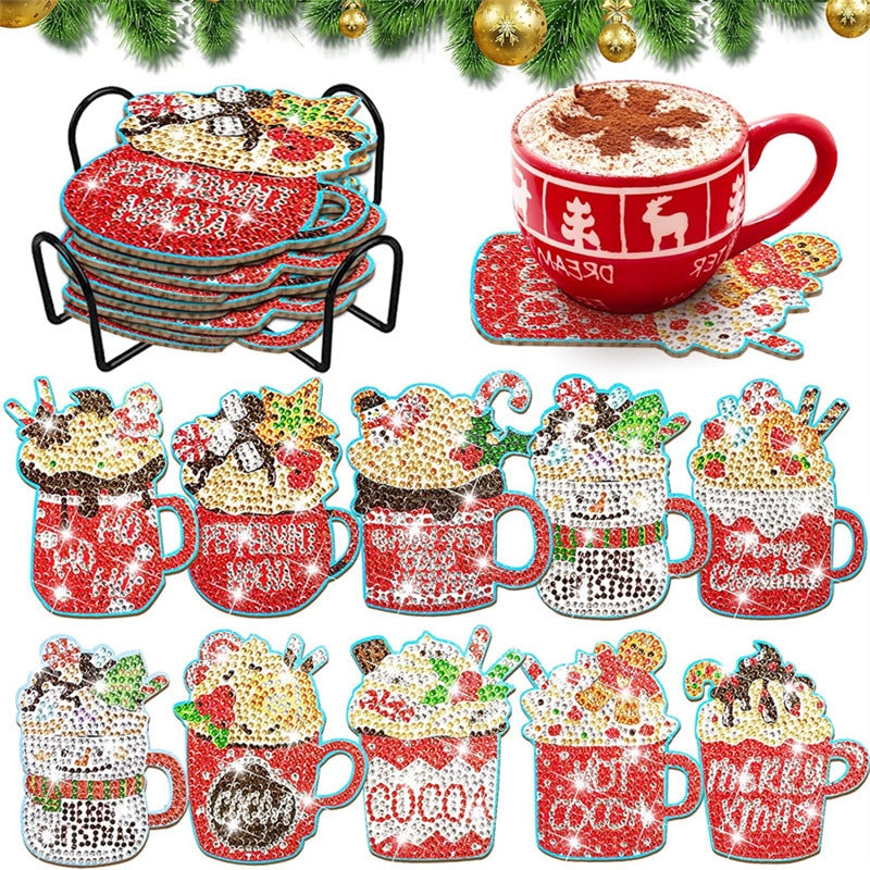 Glace de Noël Sous-tasse Broderie Diamant 10Pcs