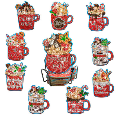 Glace de Noël Sous-tasse Broderie Diamant 10Pcs