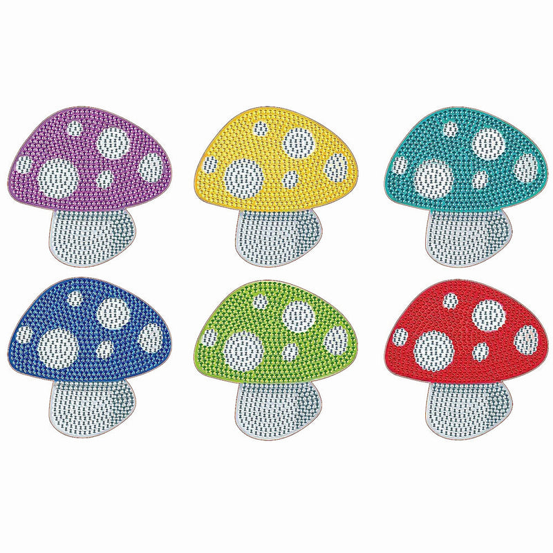 Champignon coloré Sous-tasse Broderie Diamant 6Pcs