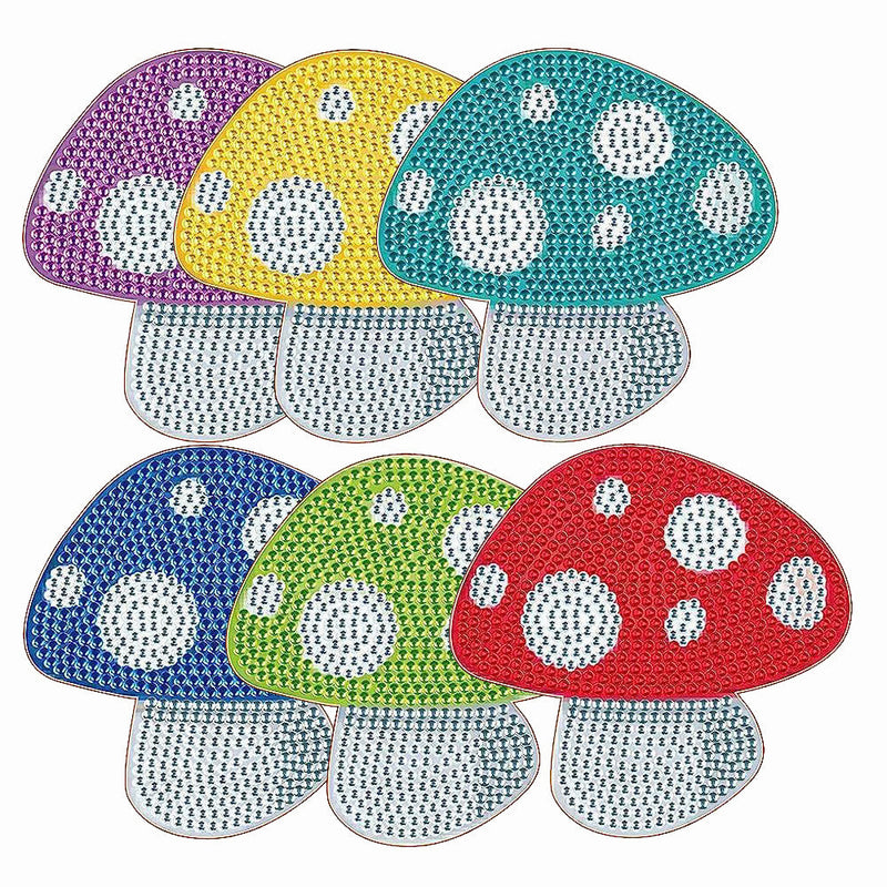 Champignon coloré Sous-tasse Broderie Diamant 6Pcs