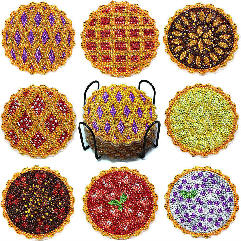 Tarte délicieuse Sous-tasse Broderie Diamant 8Pcs