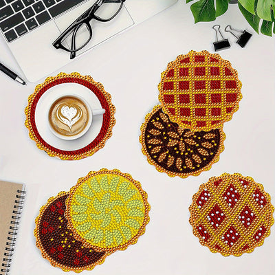 Tarte délicieuse Sous-tasse Broderie Diamant 8Pcs