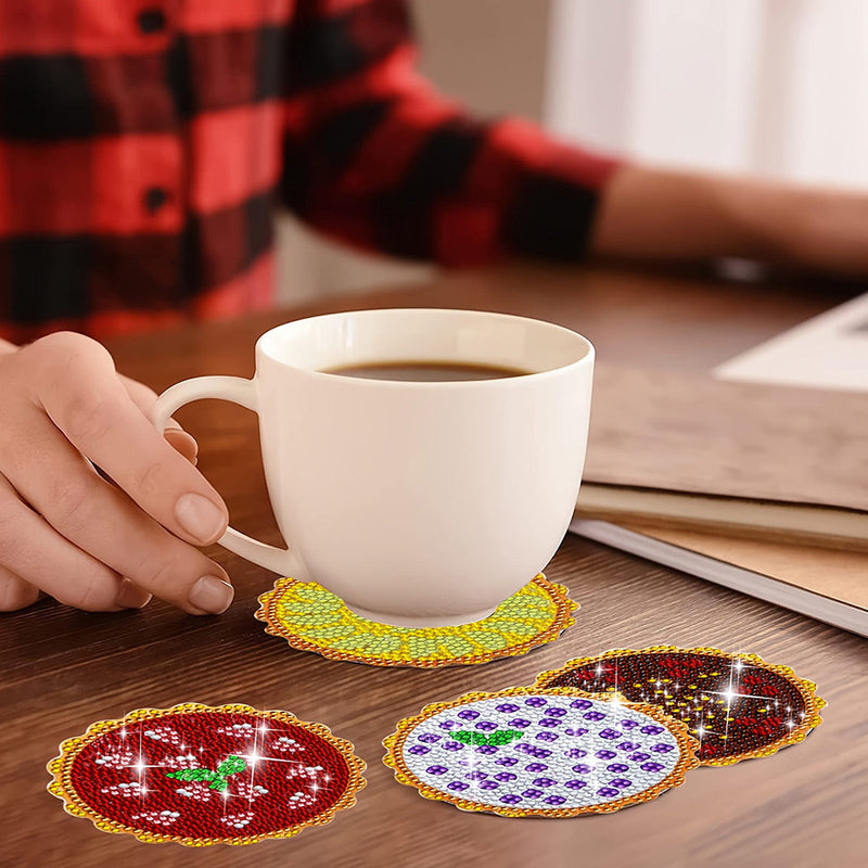 Tarte délicieuse Sous-tasse Broderie Diamant 8Pcs