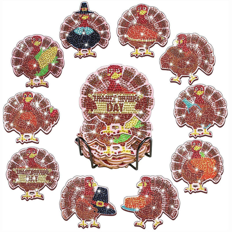 Thanks giving Day Sous-tasse Broderie Diamant 10Pcs