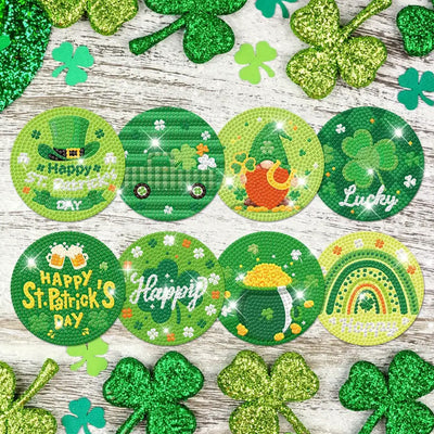 Fête de la Saint-Patrick Sous-tasse Broderie Diamant 8Pcs