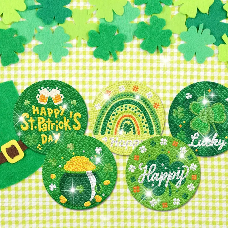 Fête de la Saint-Patrick Sous-tasse Broderie Diamant 8Pcs