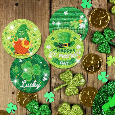 Fête de la Saint-Patrick Sous-tasse Broderie Diamant 8Pcs