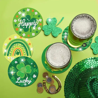 Fête de la Saint-Patrick Sous-tasse Broderie Diamant 8Pcs