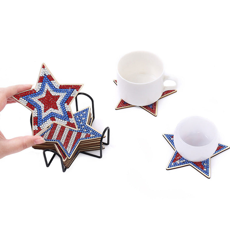 Jour de l’indépendance américaine étoile Sous-tasse Broderie Diamant 10Pcs