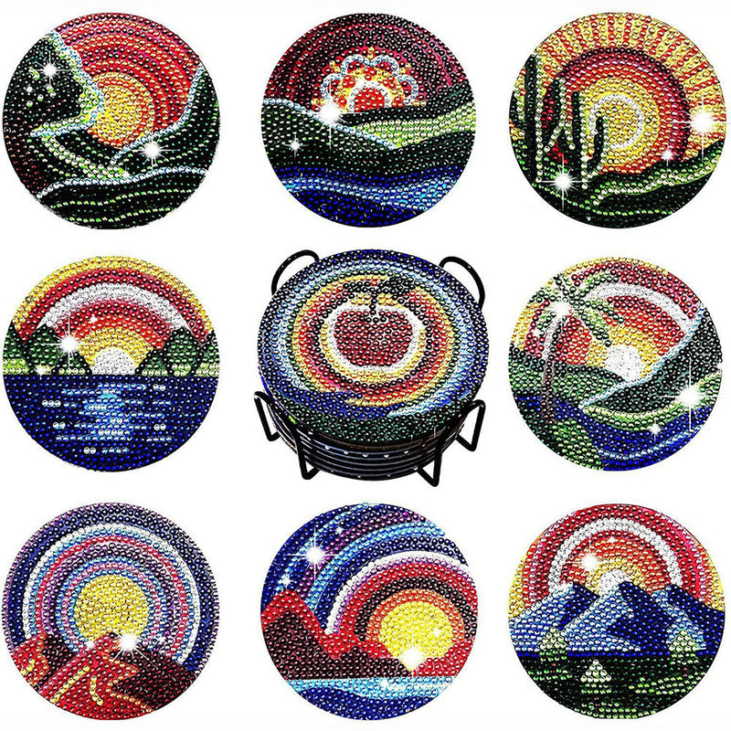 Paysage Sous-tasse Broderie Diamant 8Pcs