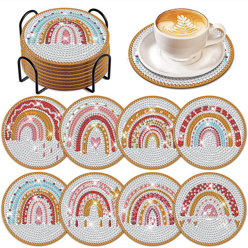 Pont arc-en-ciel Sous-tasse Broderie Diamant 8Pcs