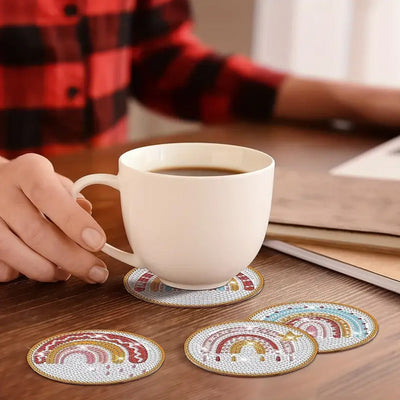 Pont arc-en-ciel Sous-tasse Broderie Diamant 8Pcs