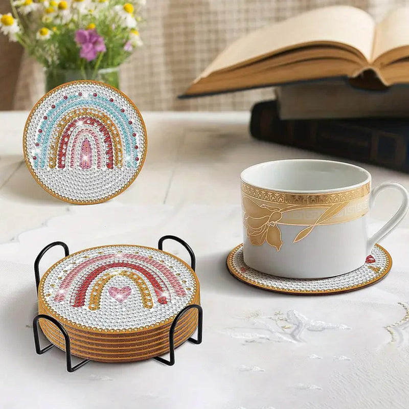 Pont arc-en-ciel Sous-tasse Broderie Diamant 8Pcs