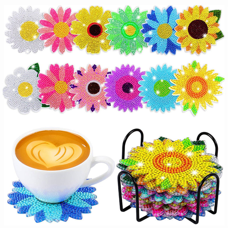 Fleurs Sous-tasse Broderie Diamant 12Pcs