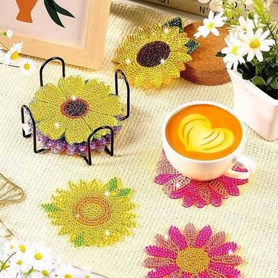 Fleurs Sous-tasse Broderie Diamant 12Pcs