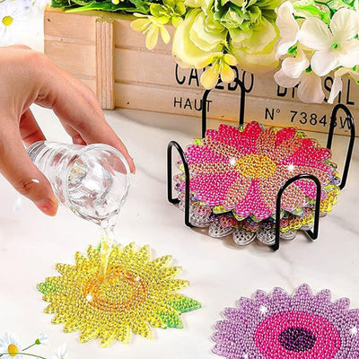 Fleurs Sous-tasse Broderie Diamant 12Pcs