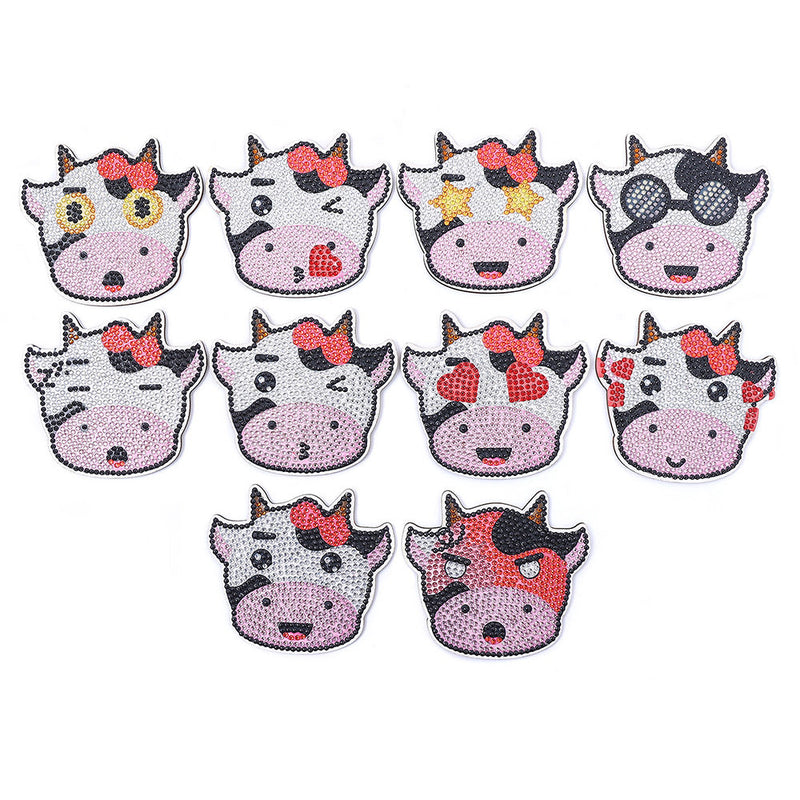 Petite vache mignonne Sous-tasse Broderie Diamant 10Pcs