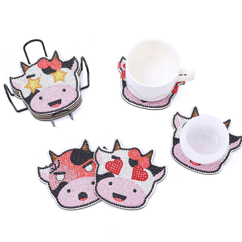 Petite vache mignonne Sous-tasse Broderie Diamant 10Pcs