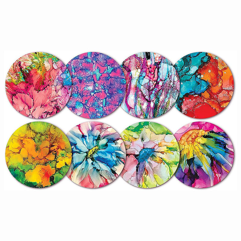 Fleurs Abstraites Sous-tasse Broderie Diamant 8Pcs