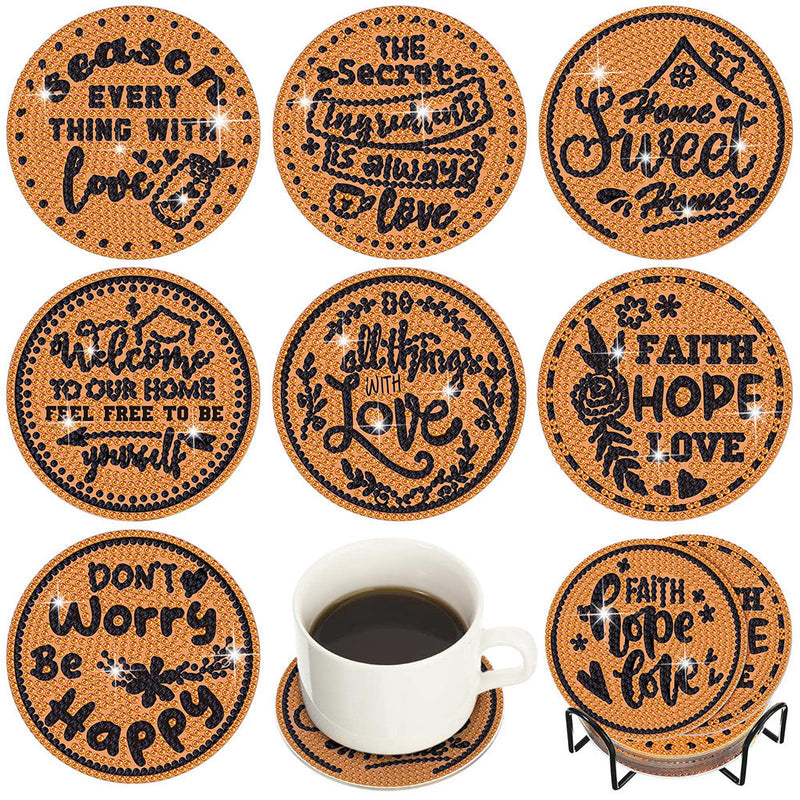 Texte d’inspération Sous-tasse Broderie Diamant 8Pcs