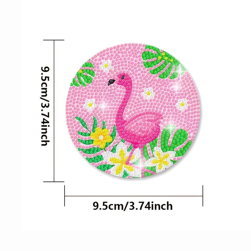 Flamant rose Sous-tasse Broderie Diamant 8Pcs