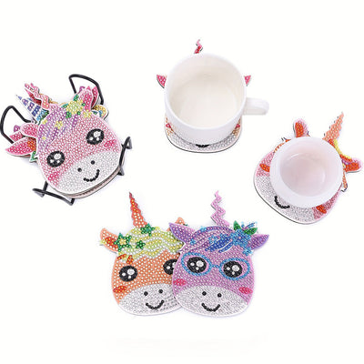 Licorne arc-en-ciel mignonne Sous-tasse Broderie Diamant10Pcs