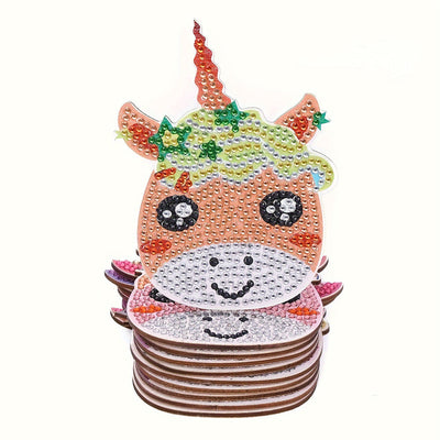 Licorne arc-en-ciel mignonne Sous-tasse Broderie Diamant10Pcs