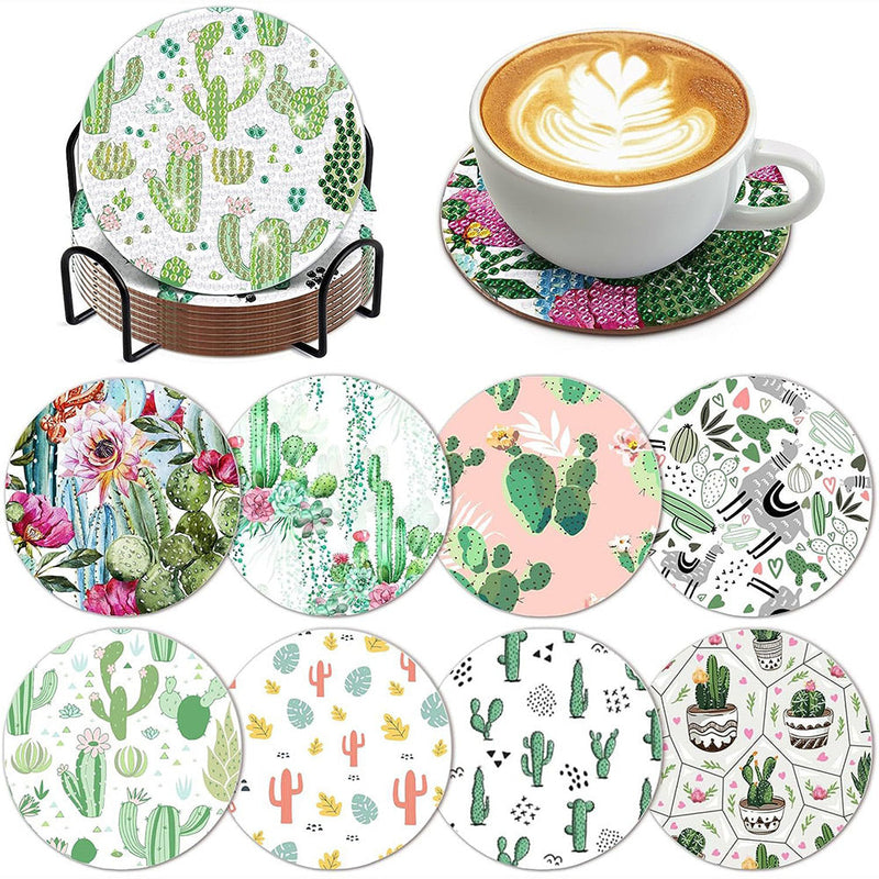 Cactus Sous-tasse Broderie Diamant 8Pcs