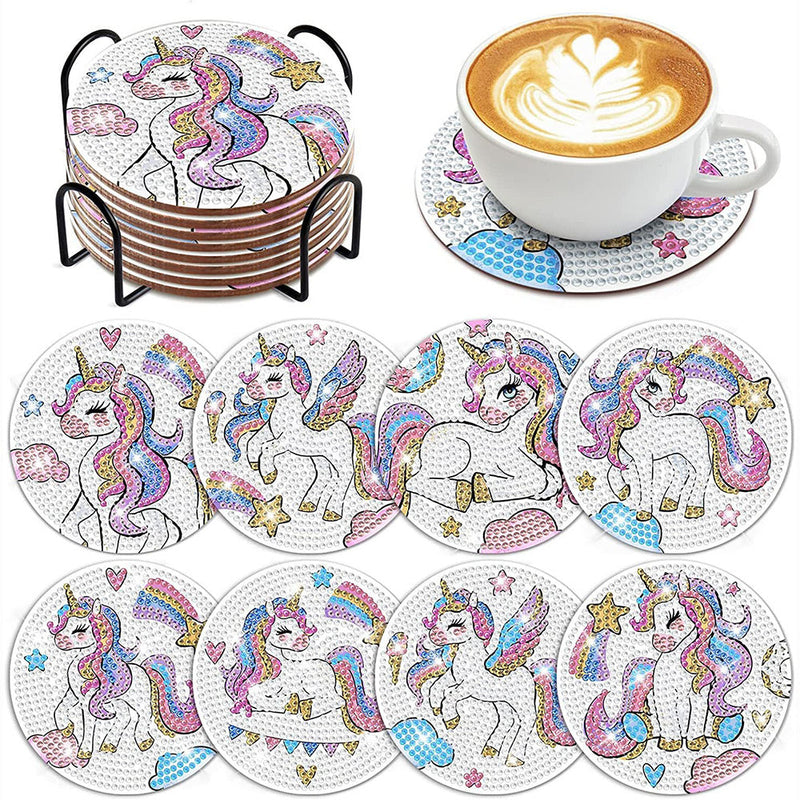 Licorne Sous-tasse Broderie Diamant 8Pcs