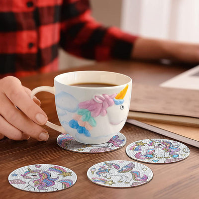 Licorne Sous-tasse Broderie Diamant 8Pcs