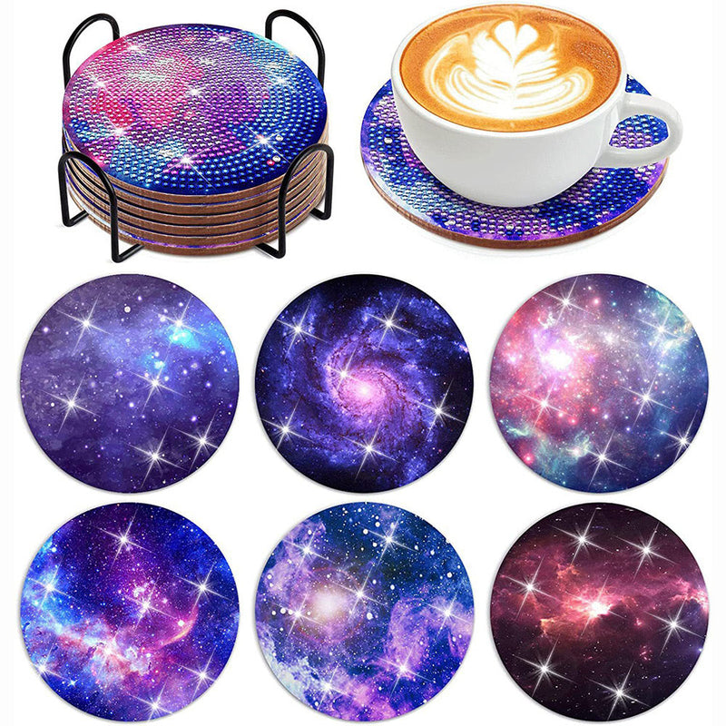 Ciel étoilé Sous-tasse Broderie Diamant 6Pcs